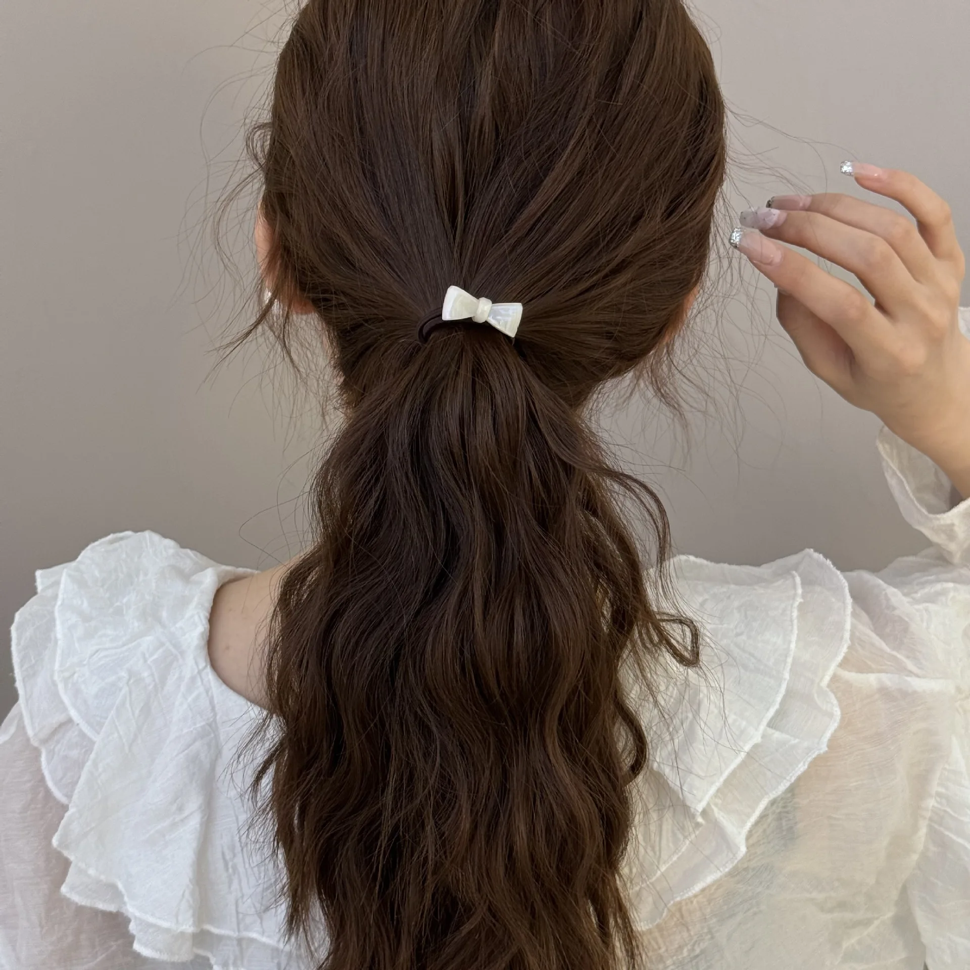 Acetic Acid Bow Hair Rope Ties Korean Simple Small Bow High Elastic Rubber Bands Basic Hairbands Hair Loops Styling Head Ropes