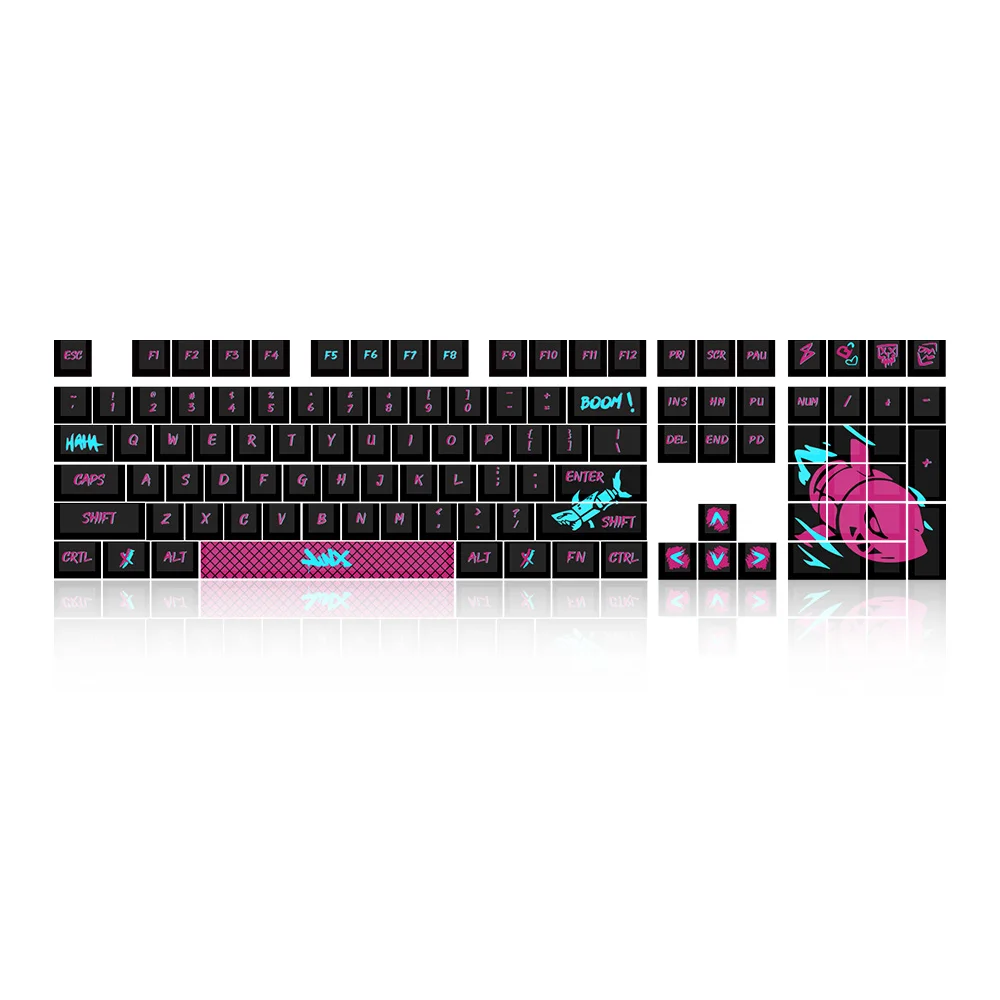 131 Keys For LOL Jinx Keycap Set  PBT With character designs  Custom Wireless keycaps For MX Switch Custom Mechanical Keyboard