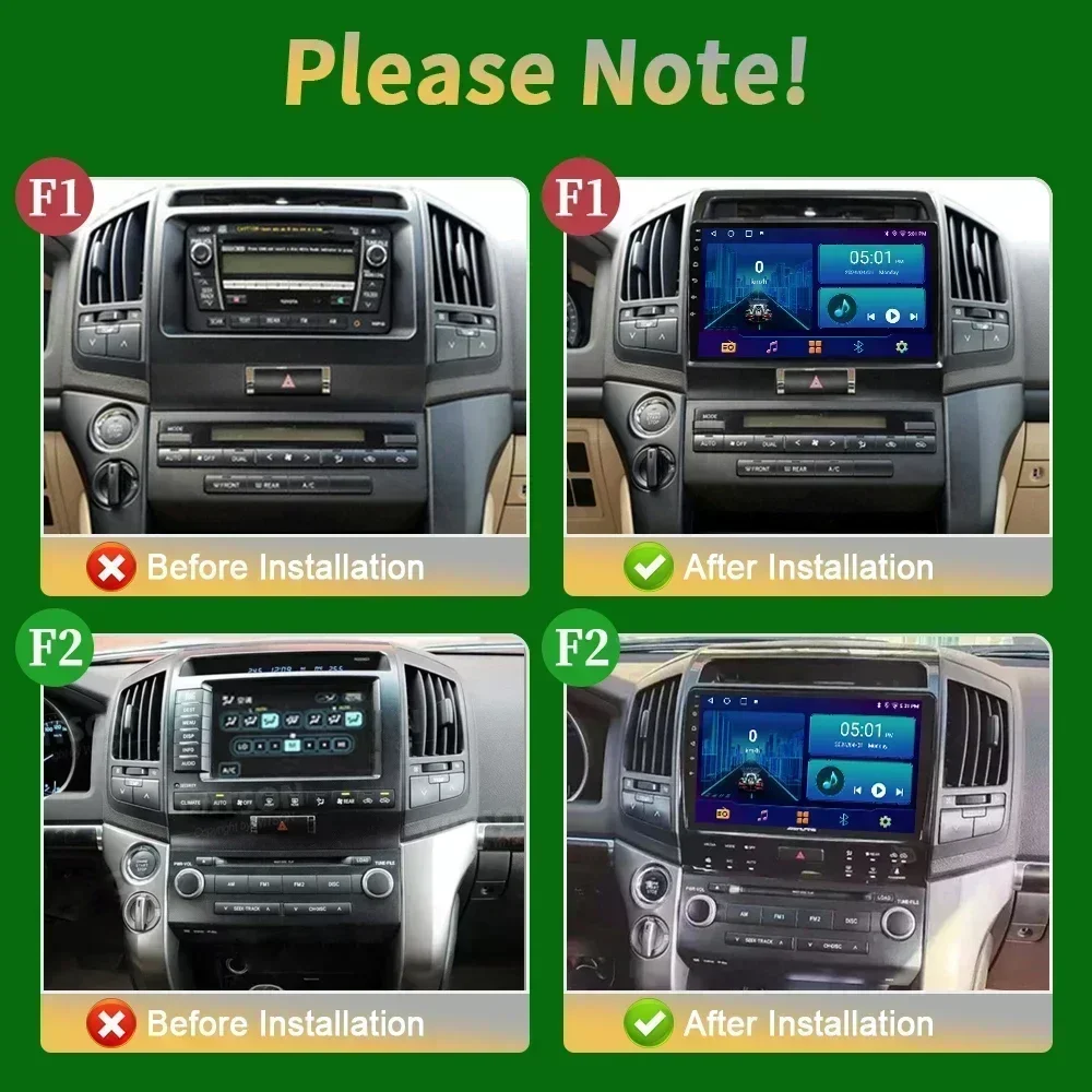 For Toyota Land Cruiser 11 200 2007-2015 Car Radio Multimedia Video Player Navigation 4G GPS  CarPlay Android 13 Screen Stereo