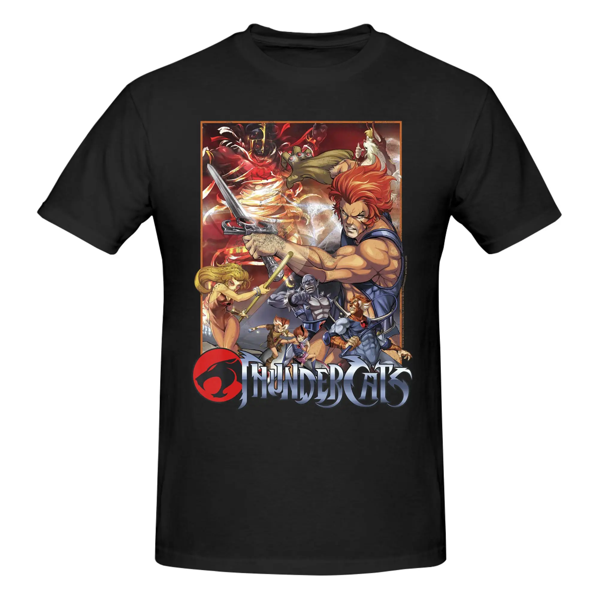 1 Piece Character Collection Funny Graphic 100% Cotton T-Shirt Thunder-Cats 80s Vintage Cartoon Tees Tops For Men