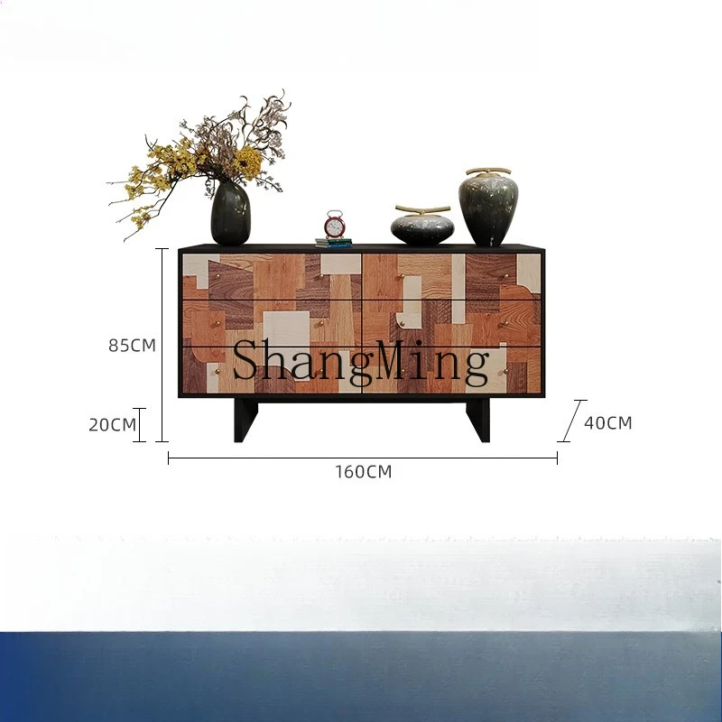 SM solid wood living room wall storage decoration with drawers household bedroom bedside storage TV cabinet