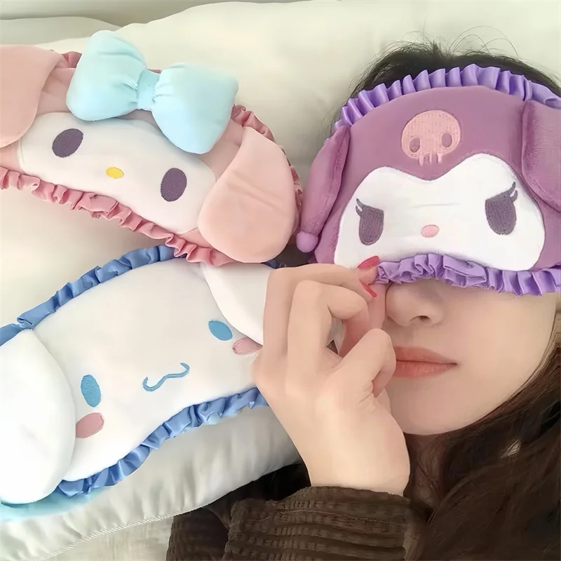 Sanrio Cartoon Flounce Eyeshade Japanese Style Eye Patch Kuromi My Melody Pochacco Cinnamoroll Sleeping Blindfold For Girl