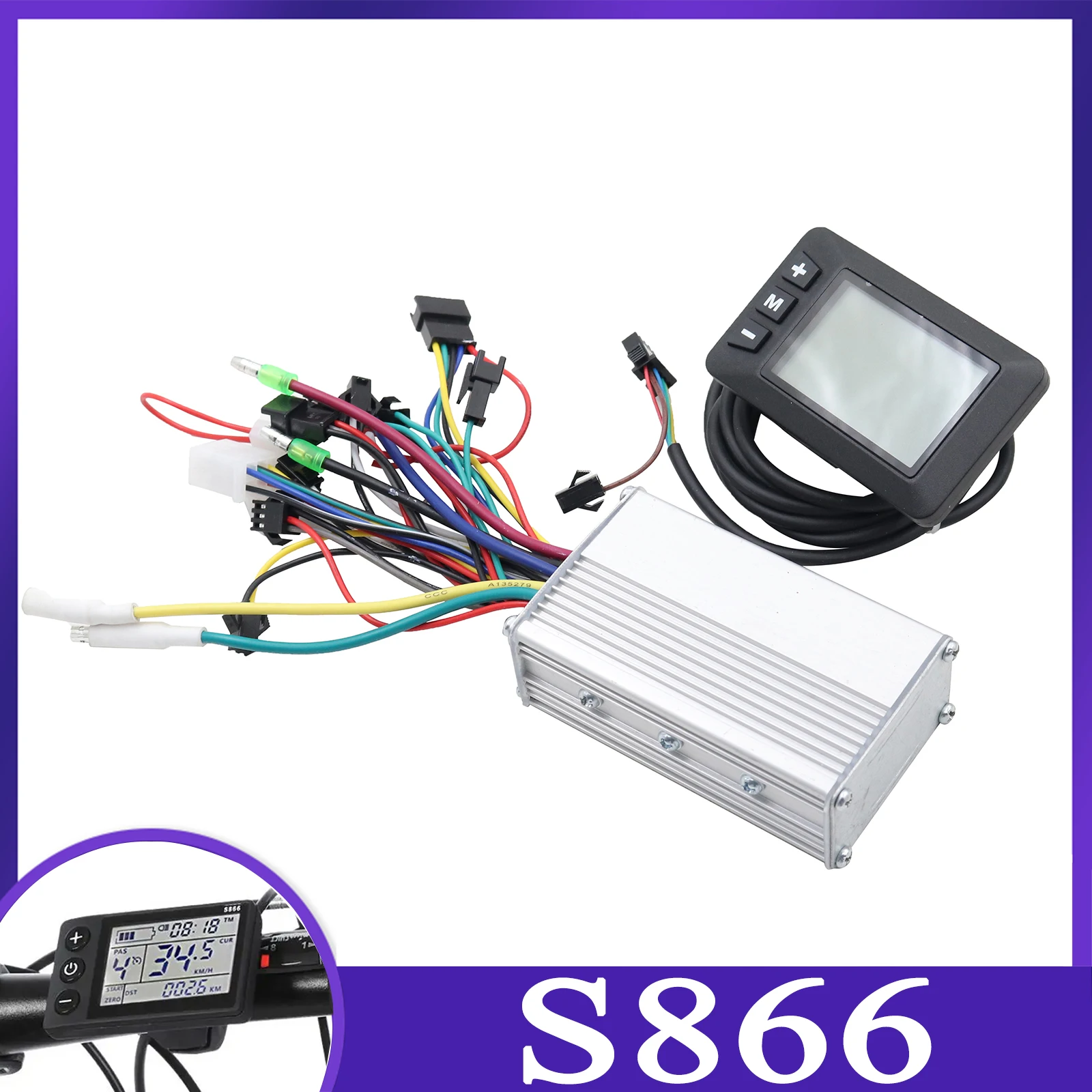 Electric Bike Controller 24V-36V-48V 350W Brushless E-bike Controller With LCD Display Bicycle Motor Scooter Controller S866