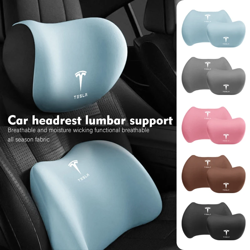 Car Headrest Neck Pillow Lumbar Seat Back Support Accessories For Tesla Model 3 Y S X Roadster