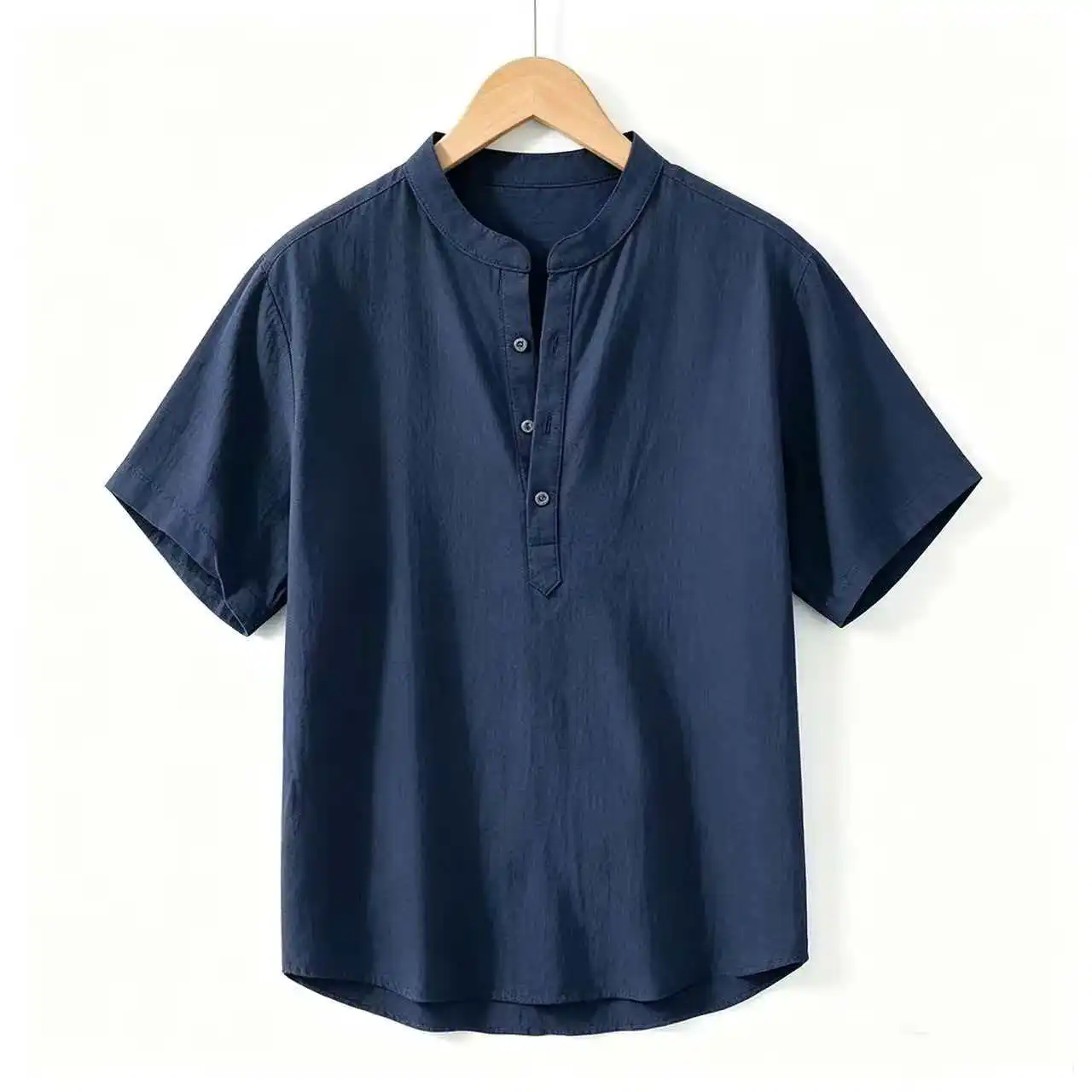 

Chinese Style Spring and Summer Loose High-end Men's Linen Short-sleeved Cotton Linen Casual Breathable Shirt Collar T-shirt