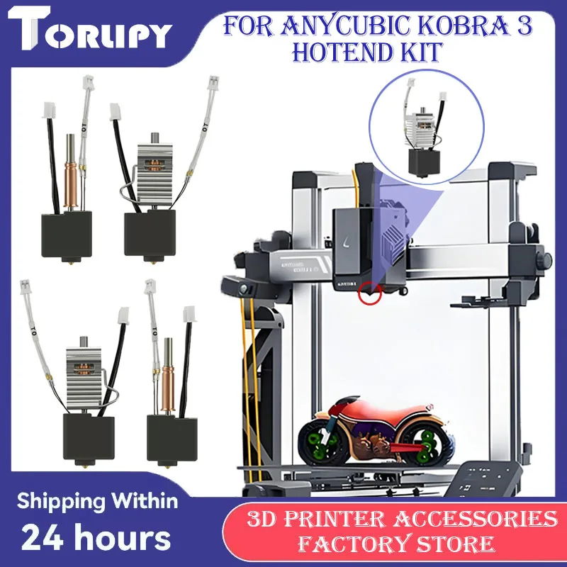 

For Anycubic Kobra 3 Hotend Kit Thermistor Heater Cartridge 0.4mm Print Head Accessory For K3 Combo Hot end with Heatsink Parts