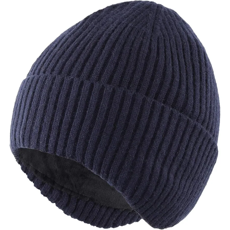 

Connectyle Fleece Lined Beanie Hat for Men Women Warm Winter Hats with Earflaps Stretchy Ribbed Knit Skull Cap