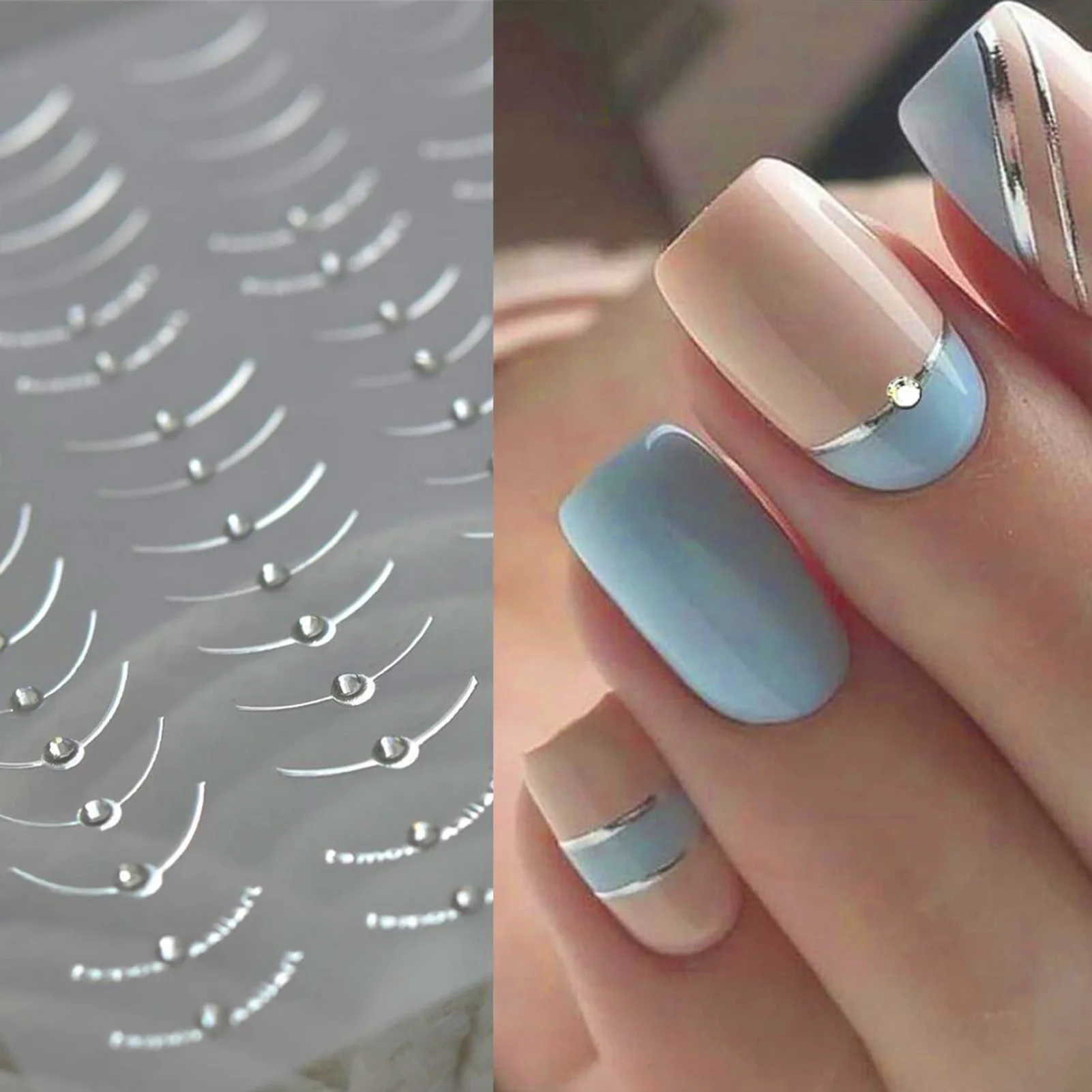 French Tip Nail Art Sticker Crystal Nail Design Lines decalcomanie adesivi per feste matrimonio incontri vita quotidiana