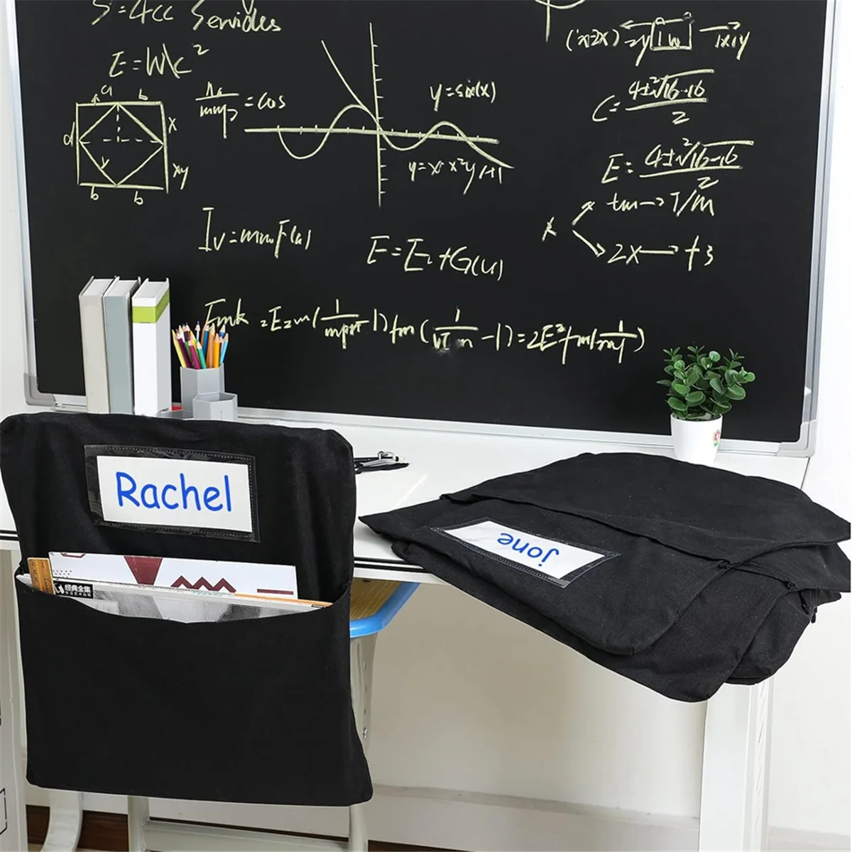 6Pcs Chair Storage Pocket Chair Bag Chair Pockets for Classrooms Student Chair Pockets Chair Organizer with Name Tag