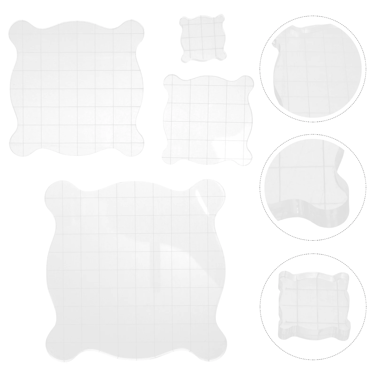 

4pcs Clear Acrylic Blocks With Grid Lines For Crafting Transparent Tool Card Making Diy Supplies Blocks For Projects Stamping