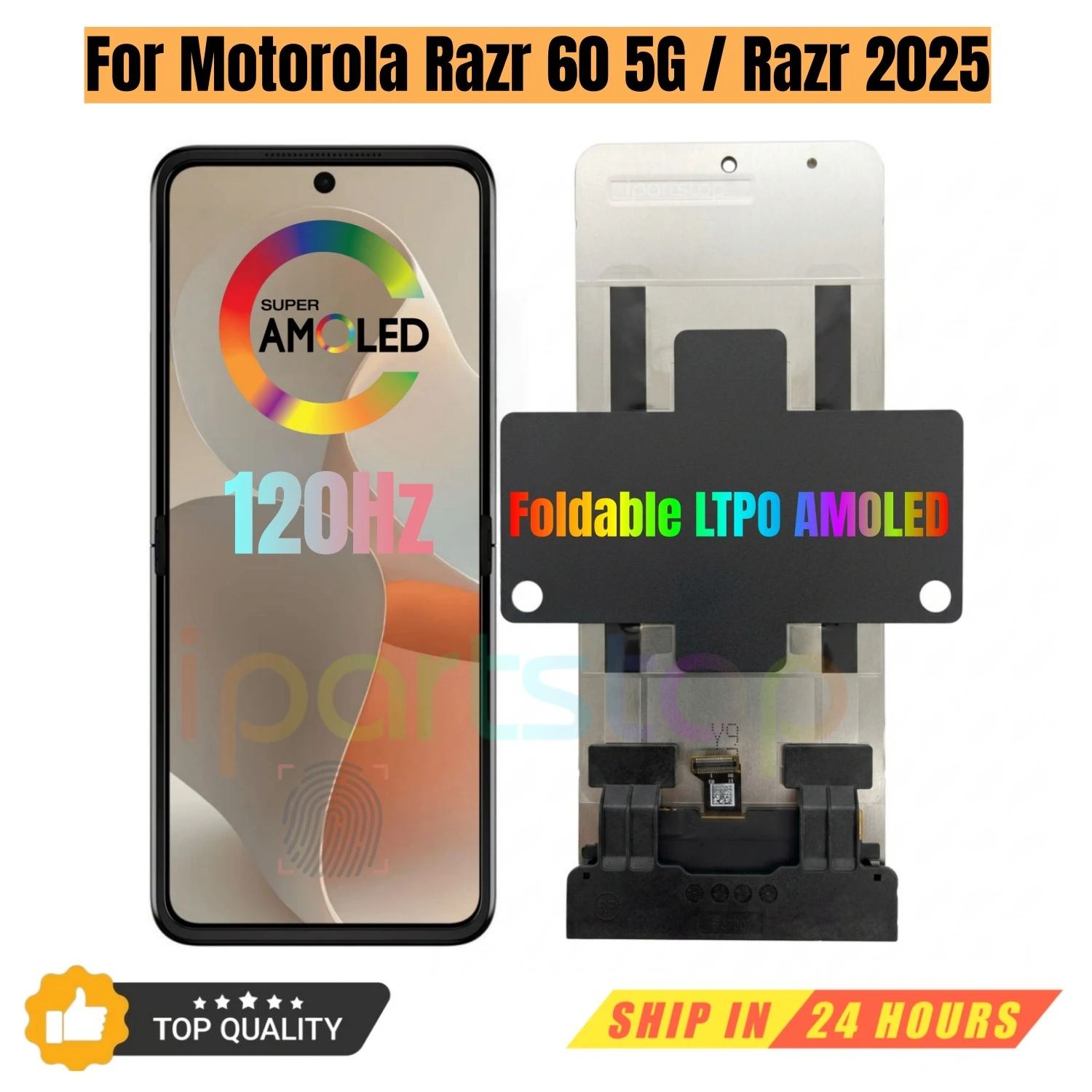 

iParts Replacement Main Display for Motorola Razr 60 5G 2025 XT2553-1 120Hz Foldable LTPO AMOLED Touch Screen Assembly OEM Parts