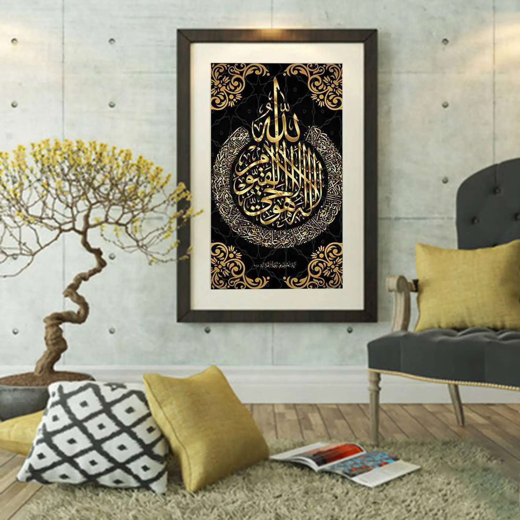 HOT DIY Muslim Islamic Calligraphy Painting Diamond Embroidery Square Home Decor