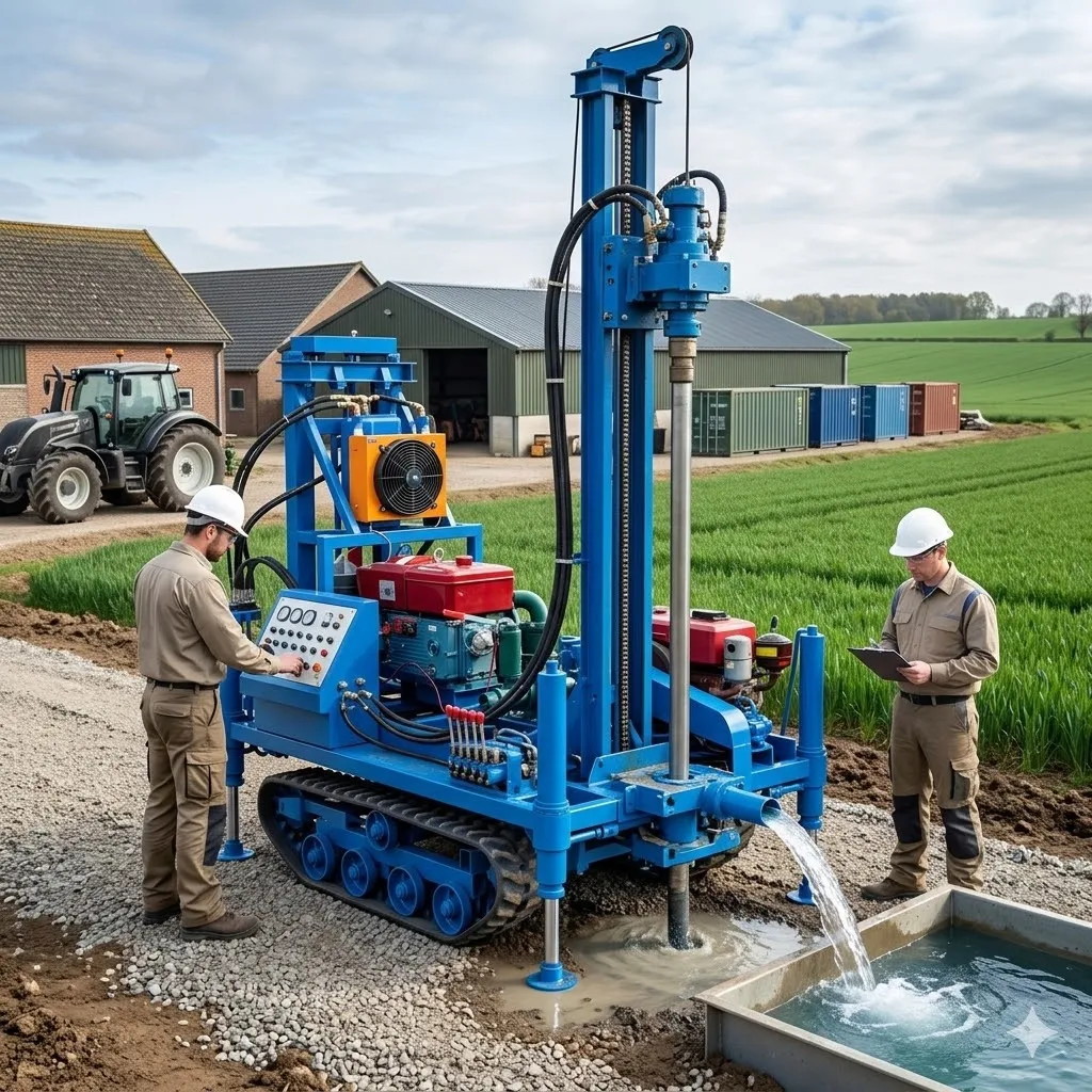 100m 150m Diesel Water Well Drilling Rig Small Hydraulic Portable Crawler Borehole Machine with PDC Bits for Farm Home Use