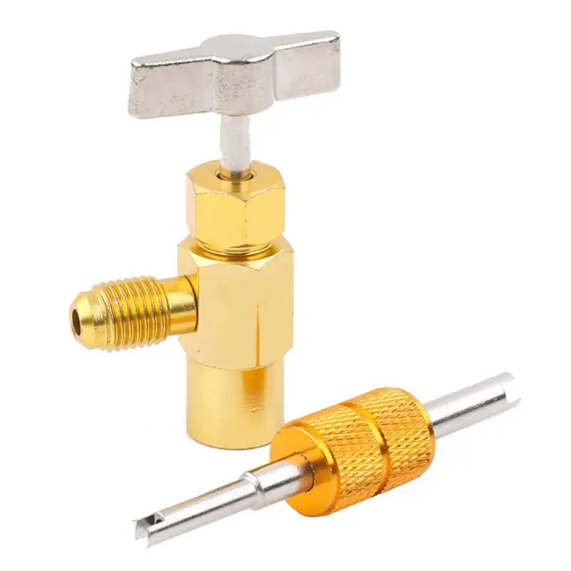 R134A Manual Refrigerant Can Tap Dispenser Bottle Opener Valve Tool Self-Sealing 1/2