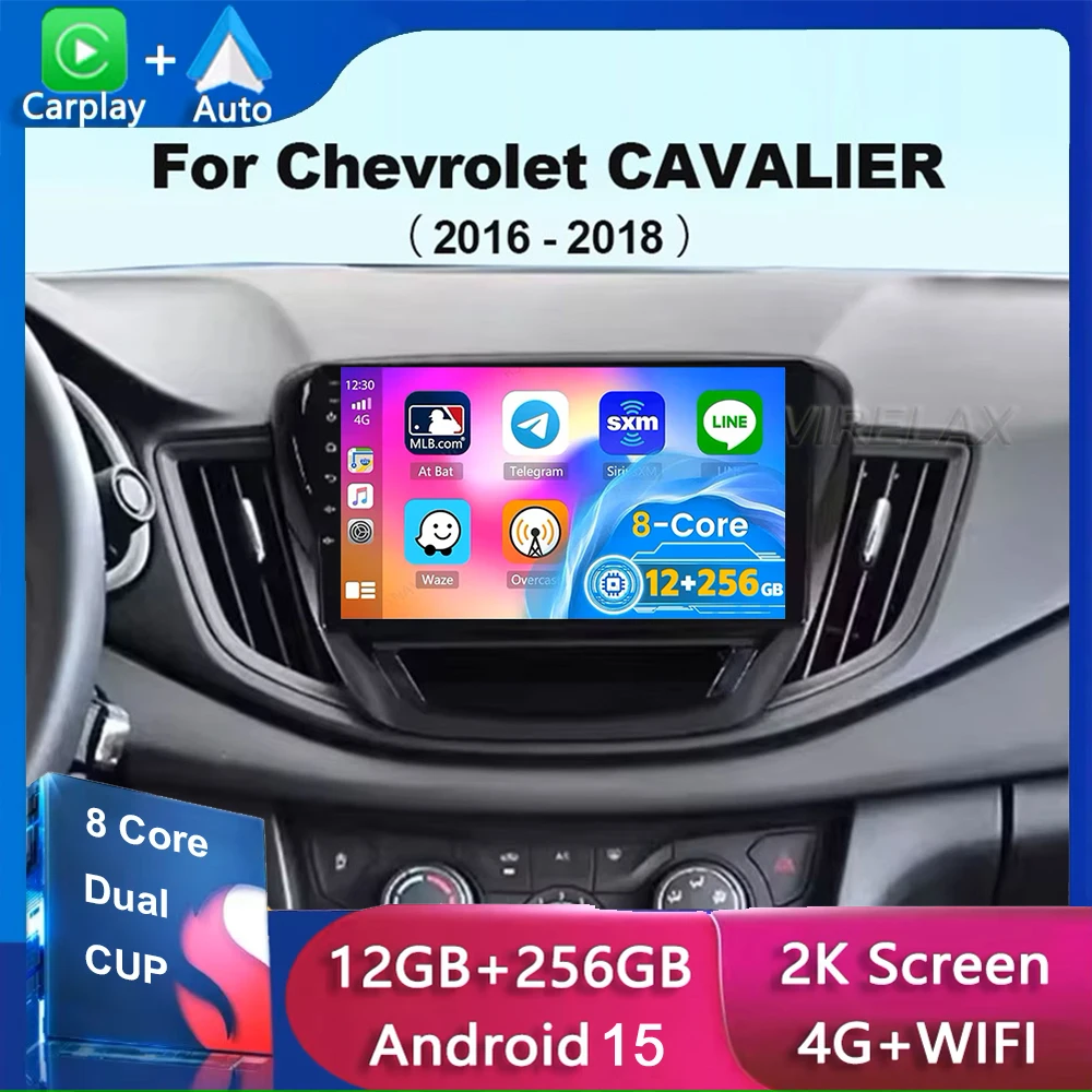 Android 15 Radio del coche para Chevrolet CAVALIER 2016 2017 2018 2019 Carplay Auto GPS Multimedia 2 Din unidad principal reproductor vídeo estéreo
