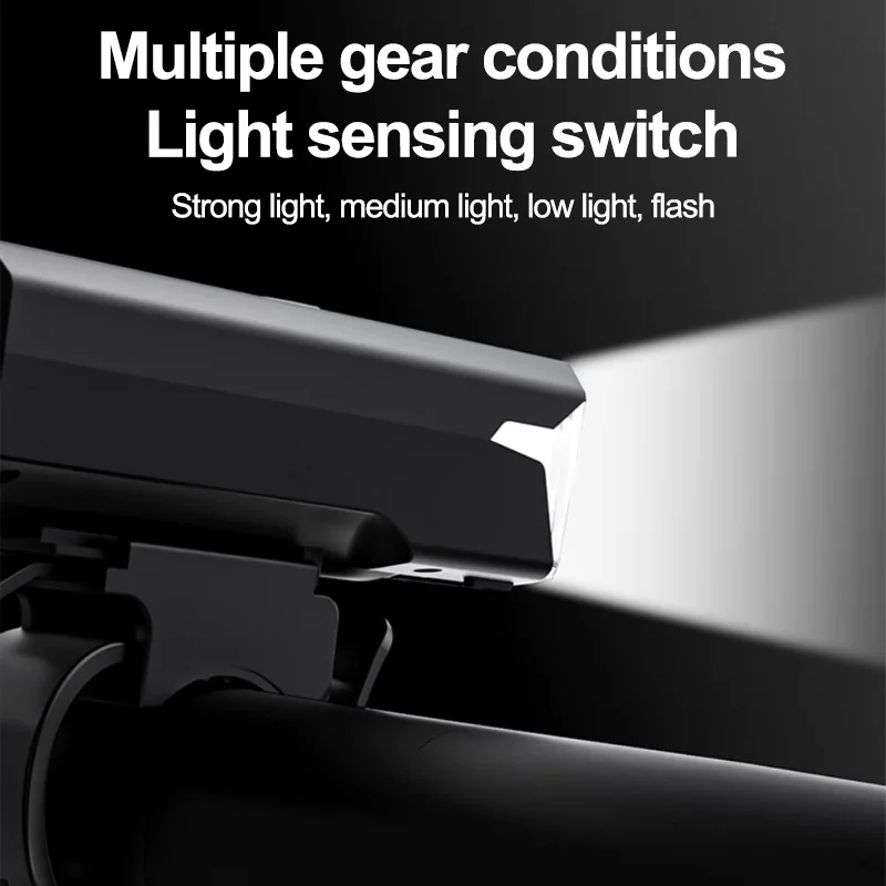USB Rechargeable Bike Light - Auto Light Sensing Headlight for Night Riding, Strong LED Flashlight
