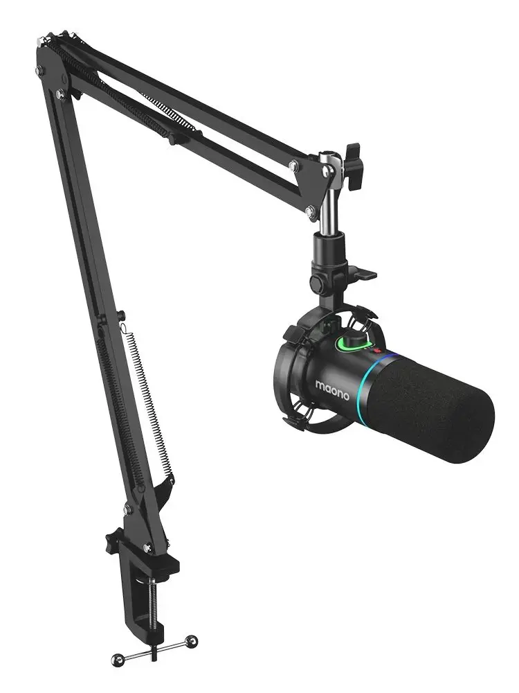 MAONO PD200XS Mikrofon dynamiczny USB/XLR z uchwytem antywstrząsowym, statywem z ramieniem, pokrętłem wzmocnienia Maonolink i podświetleniem RGB do gier PC i nagrywania. — zdjęcie produktu 7