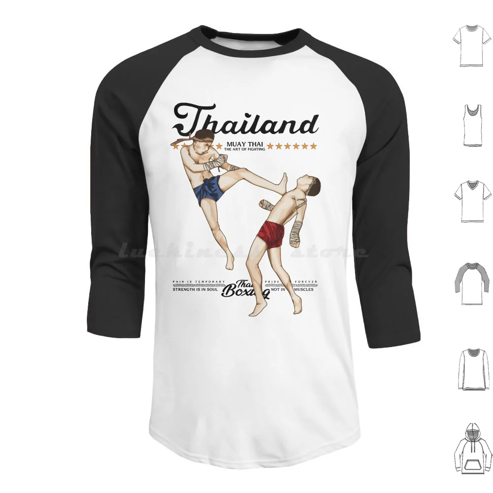 Muay Thai Hoodies Long Sleeve Muay Thai Boxing Kickboxing Thailand Boxer Martial Arts Wai Kru Sak Yant Mixed Martial