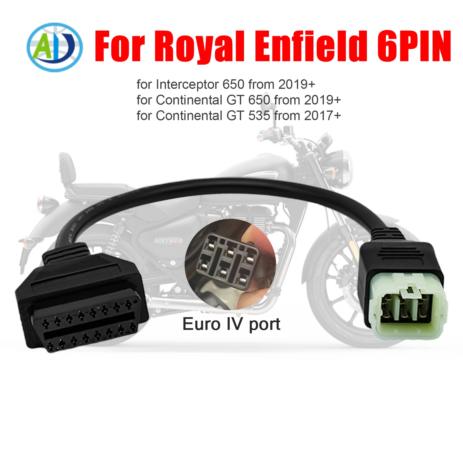 Cable adaptador de diagnóstico OBD2 para motocicleta For Royal Enfield, convertidor OBDII de 6 pines para Interceptor 650cc/Continental GT 650cc/535cc