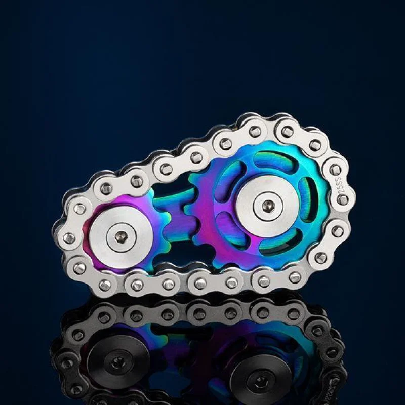 

Bike Chain Sprocket-Inspired Fidget Spinner Toy for Stress Relief, Focus Improvement, and Muscle Stimulation for Ages 8 Years