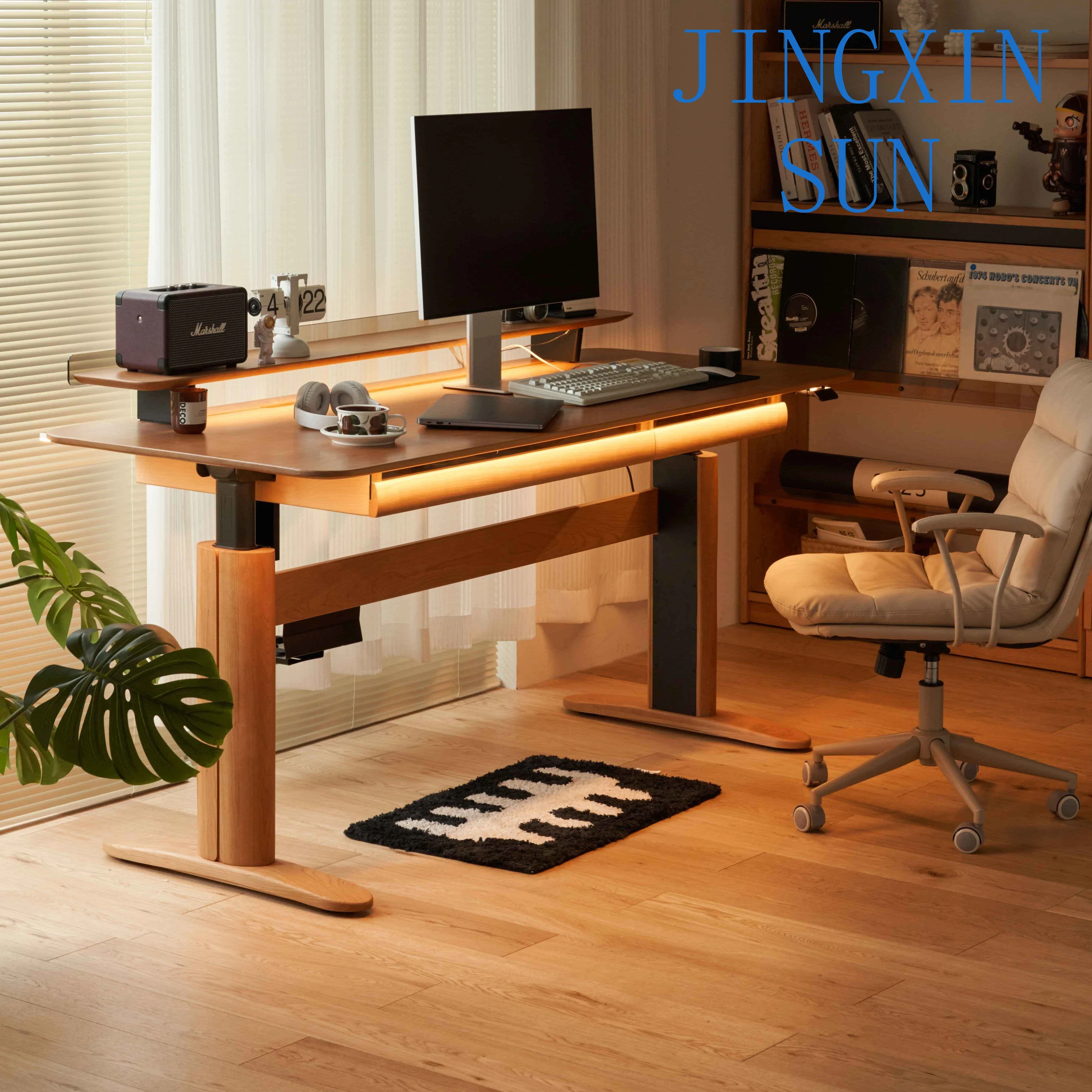 -Study Table Modern Luxury Smart Height Adjustable Standing Desk Laptop Table Wooden Industrial Office Furniture