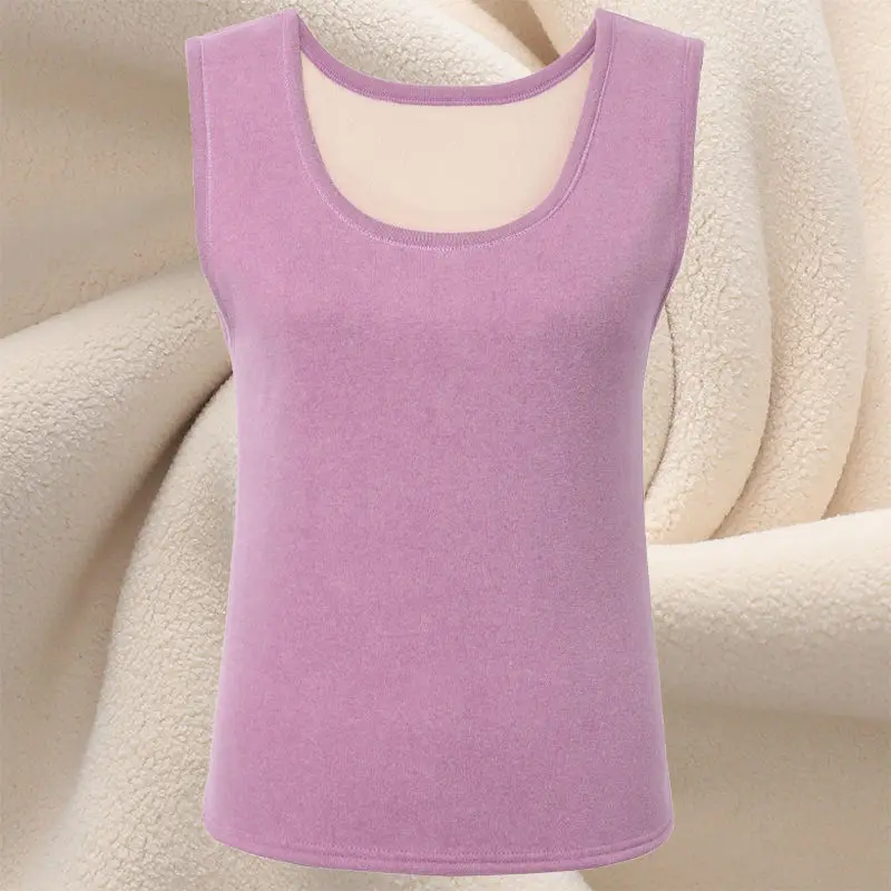 

2022 Autumn Winter Women Fashion Velvet Thermal Vest Female Slim Sleeveless Tops Ladies Sexy Solid Color Camisoles Tanks H13