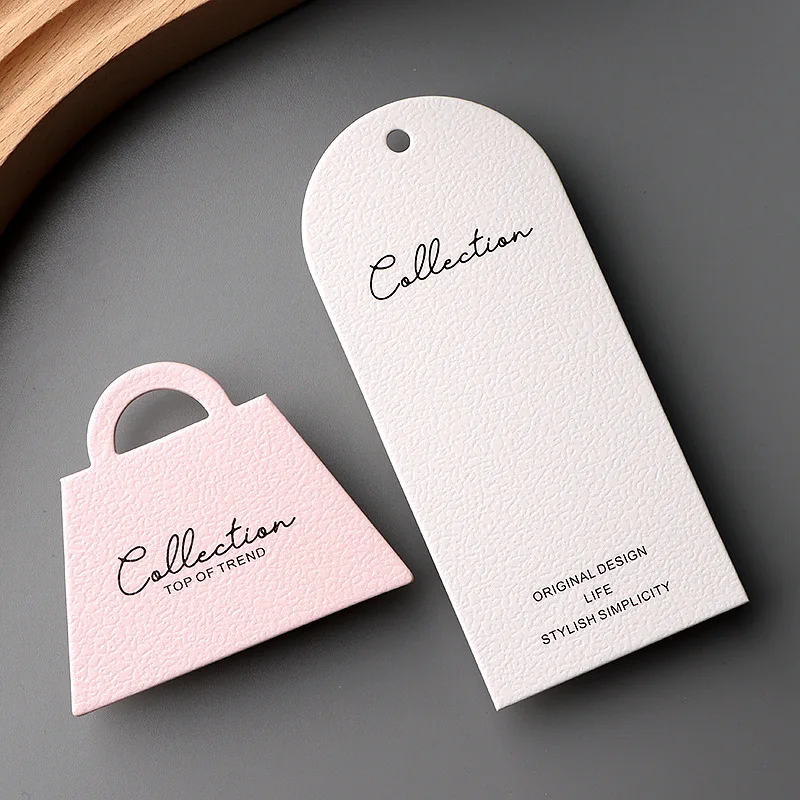 Custom Pink Premium Hang Tags Gold Stamped Logo Price Tags for Women's & Kids' Clothing Store