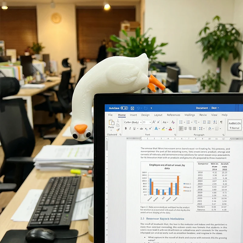 Niedliche Katzen- und Gänse-Dekofigur Mini-Katzenfigur Schreibtisch-Deko Süßes Tier-Ornament für Computerbildschirm Büro- und Heimdekoration – Detail 9