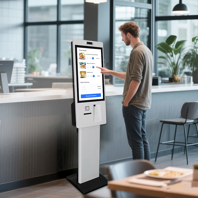 

Irxsee 23.8 27 Inch Modern Kiosk Machine Floor Standing Hotel Mall Food Ordering Touch Kiosk Self Service