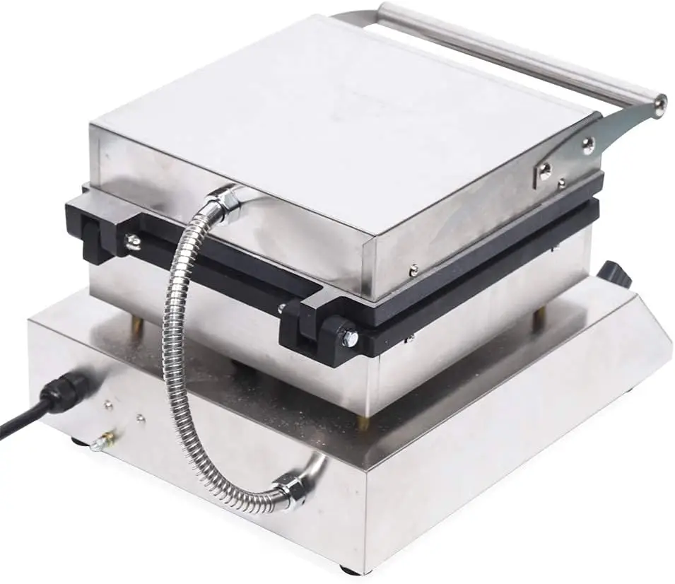 Kommerzielles Waffeleisen, 4 Stück, antihaftbeschichtet, 1750 W, elektrische Waffelmaschine, 110 V, Temperatur- und Zeitsteuerung, rechteckiges Waffeleisen, W