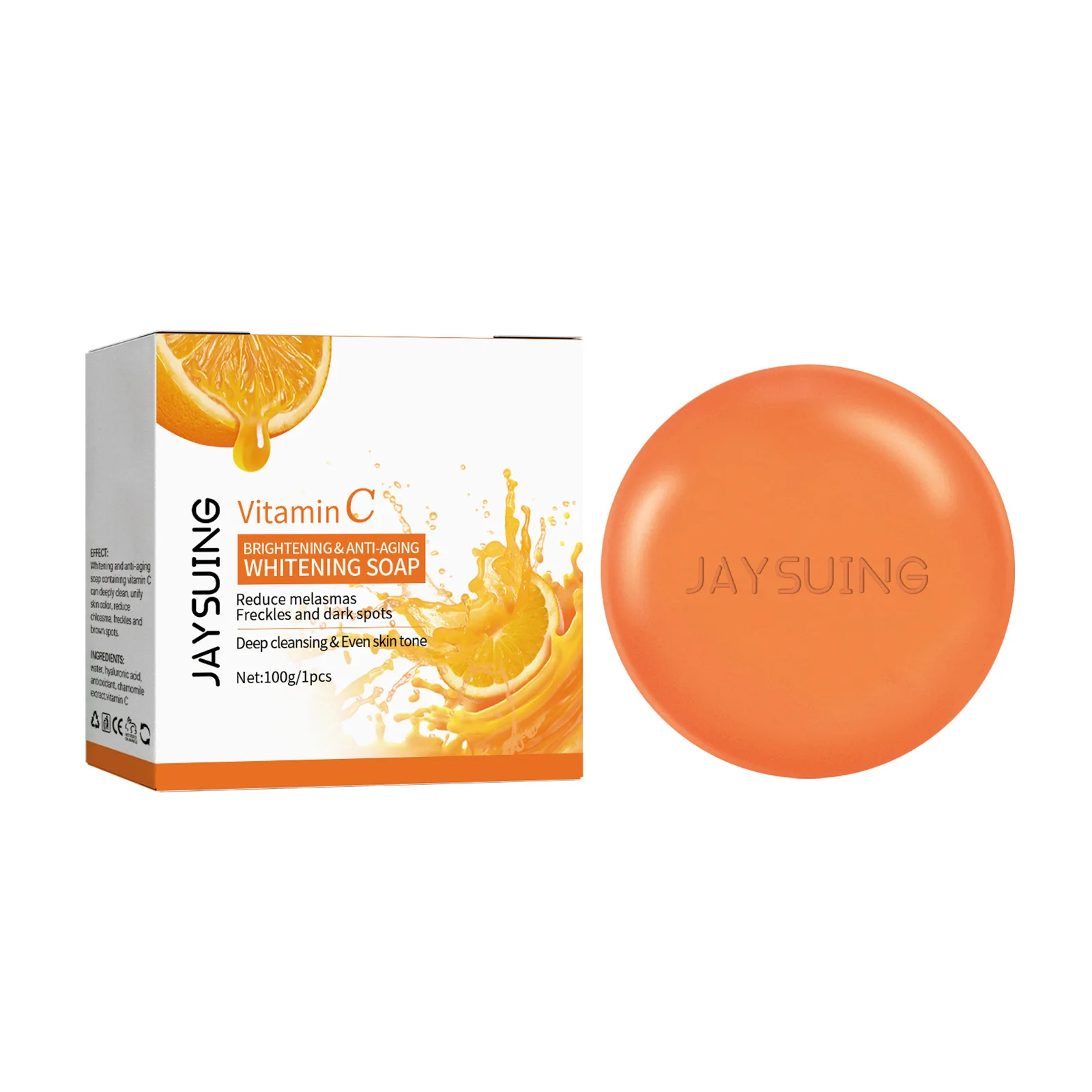 Vitamin C Brightening Soap Anti A-ging W-rinkle Dark S-pot Removal Deep Cleaning Moisturizes Hyaluronic Acid Whitening Soap Bar