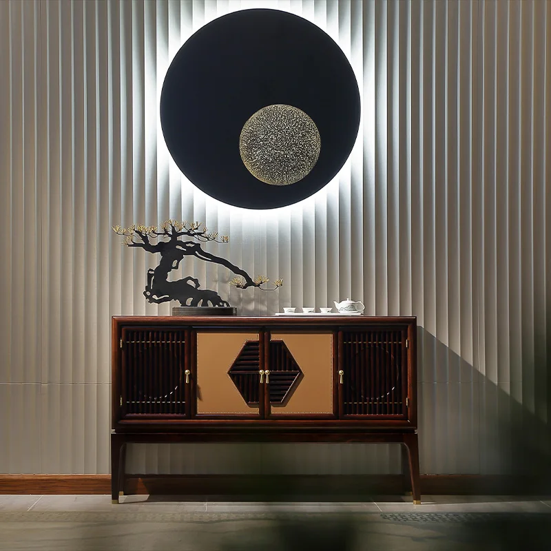 New Chinese-style all-solid wood dining side cabinet Modern simple Chinese locker, ebony wood furniture