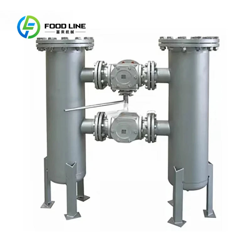 

Customized size Food grade stainless steel dairy processing double barrel milk honey dual phase bag filter