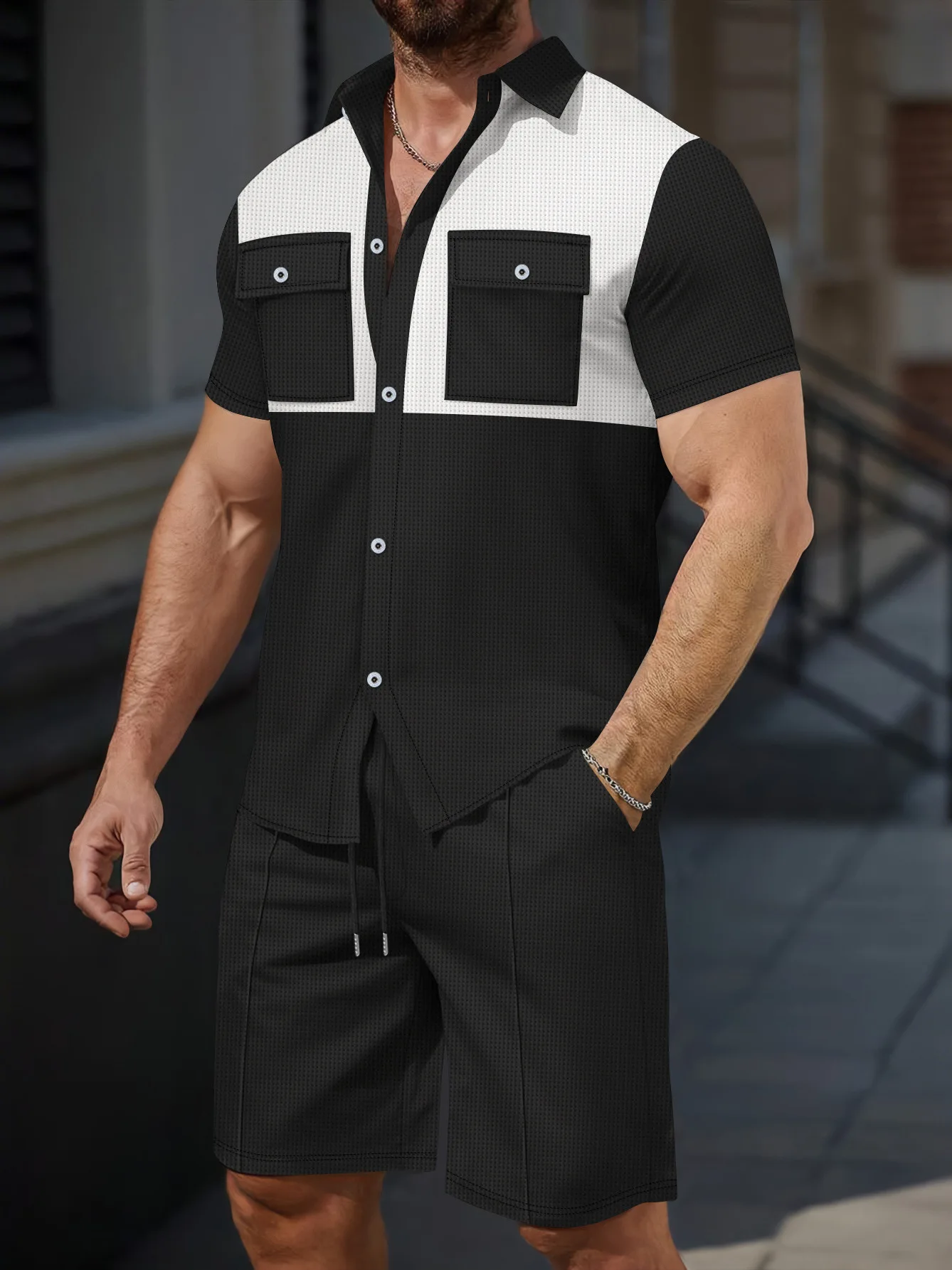 Trendy ort Sve Cardigan aperto irt e orts Set da uomo casual Estate Cotone Poliestere Gioventù Faion Abbigliamento sportivo per il tempo libero