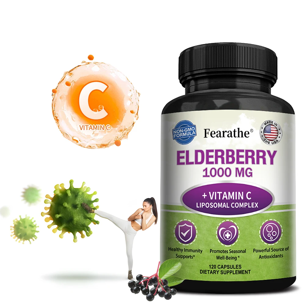 

Elderberry Triple Immune Support Complex with Zinc and Vitamin C Immune and Antioxidant Protection, Non-GMO