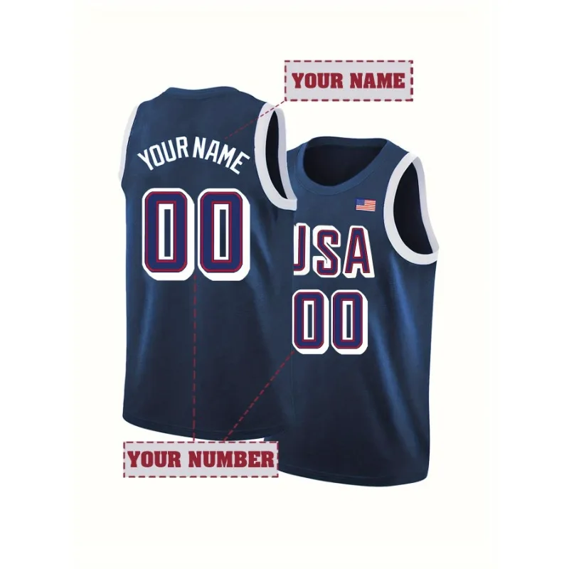 Custom Men's Basketball Jersey Breathable Round Neck Sleeveless Top DIY Name and Number For Sports Training Competition Tank Top
