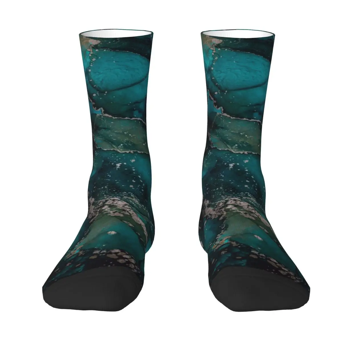 Abstract Moss Print Stockings Marble Texture Design Gothic Socks Spring Non Skid Socks Men's Climbing Soft Breathable Socks