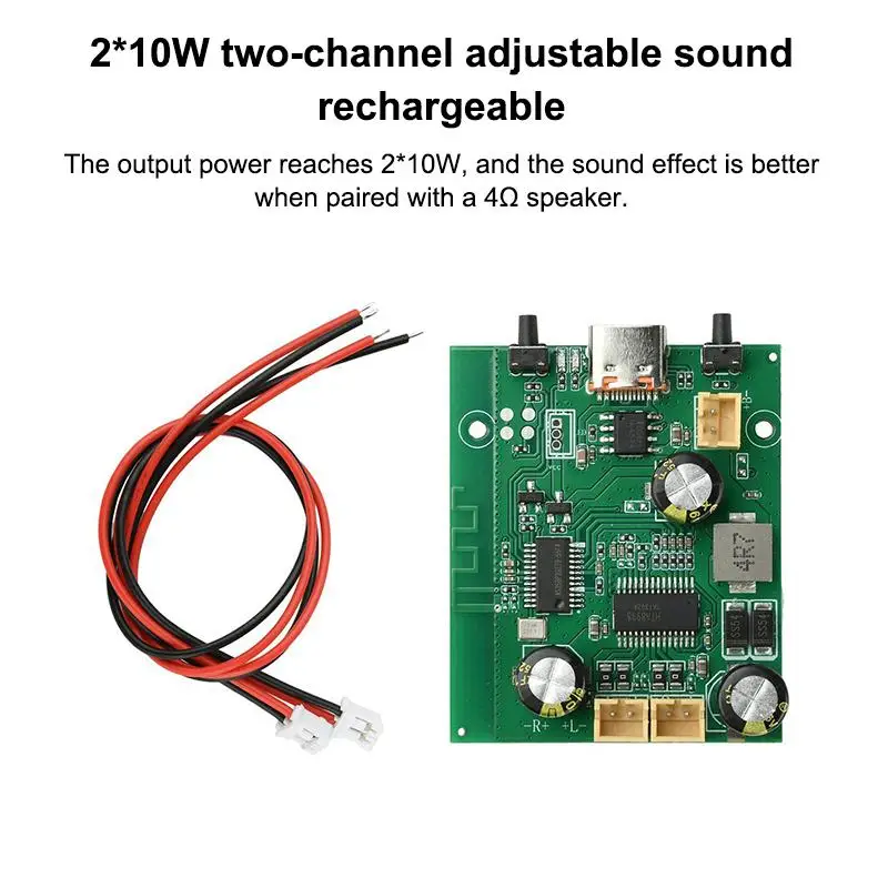 2*10W Dual Channel DC 5V/3.7V TWS Bluetooth Amplifier Board Easy Installation for Bluetooth Speaker Repair Replacement