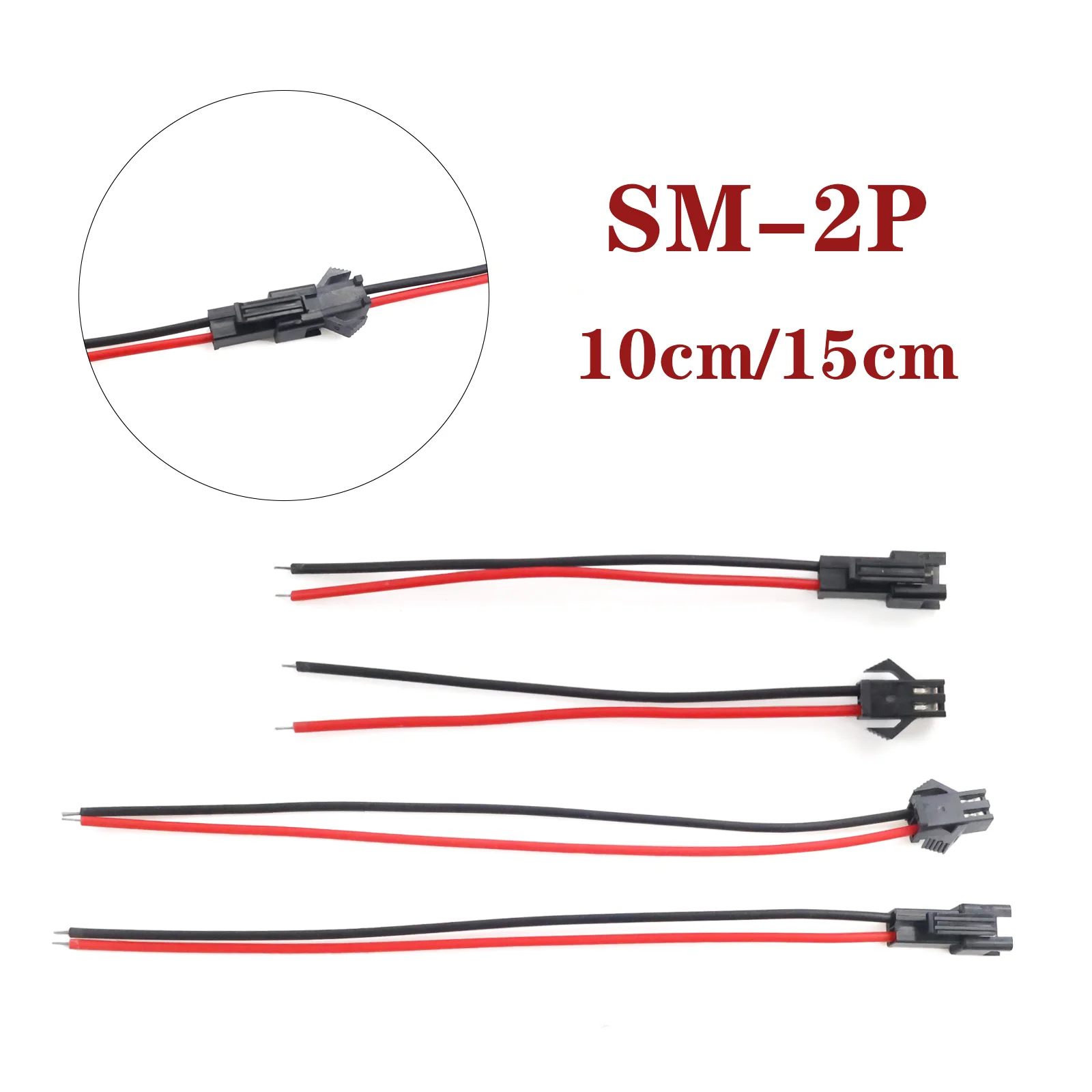 JST SM 2P Connector Cable Male to Female Plug Socket 22AWG 10cm Wire Adapter for LED Strip Light Lamp Driver 10Pairs