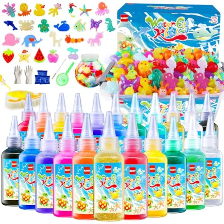 

Magic Water Elf Toy Kit for with 20 Gels and 24 Molds Aqua Fairy Fun DIY Craft Kit Squishy Maker Magic Water Art Kit Favors Chr