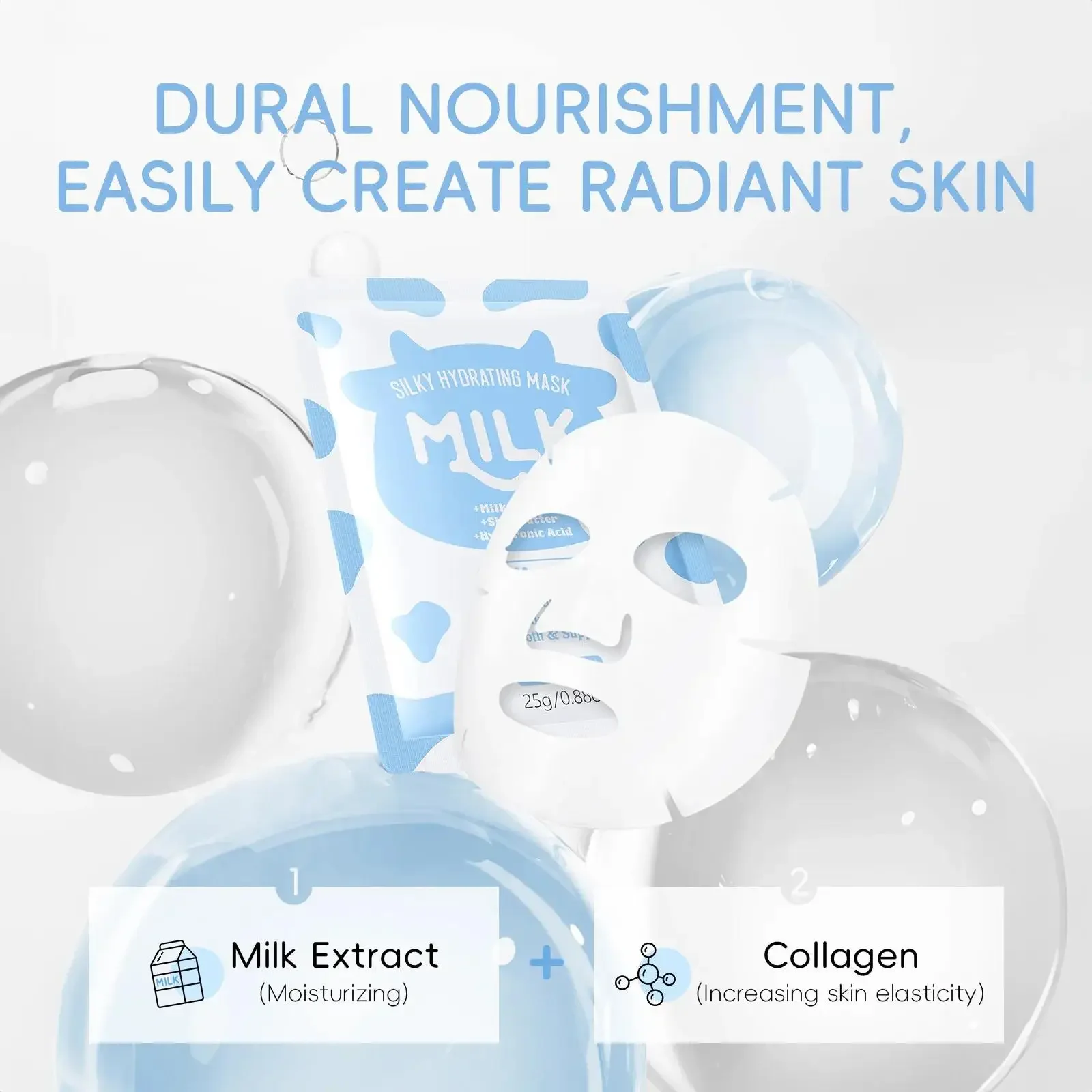 Milk Collagen Face Mask 25g Deep Moisturizing Brightens Complexion Minimizes Pores Hydration Treatment For Smooth Skin