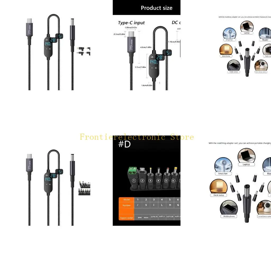

G8DB Универсальный силовой кабель DC5,5x2,1 мм к USB C с экраном мониторинга напряжения в реальном времени и защитными функциями