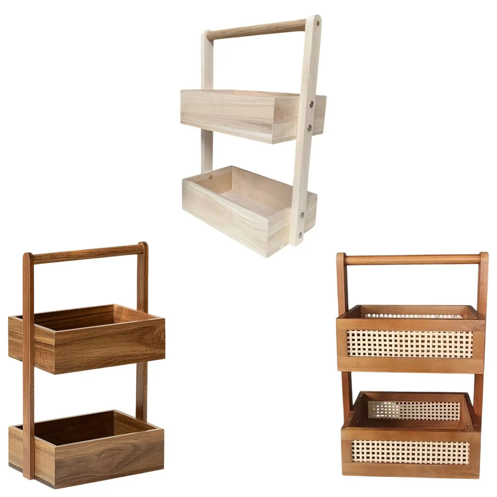 Panier à fruits à 2 couches, caddie de douche en bois léger polyvalent moderne bricolage