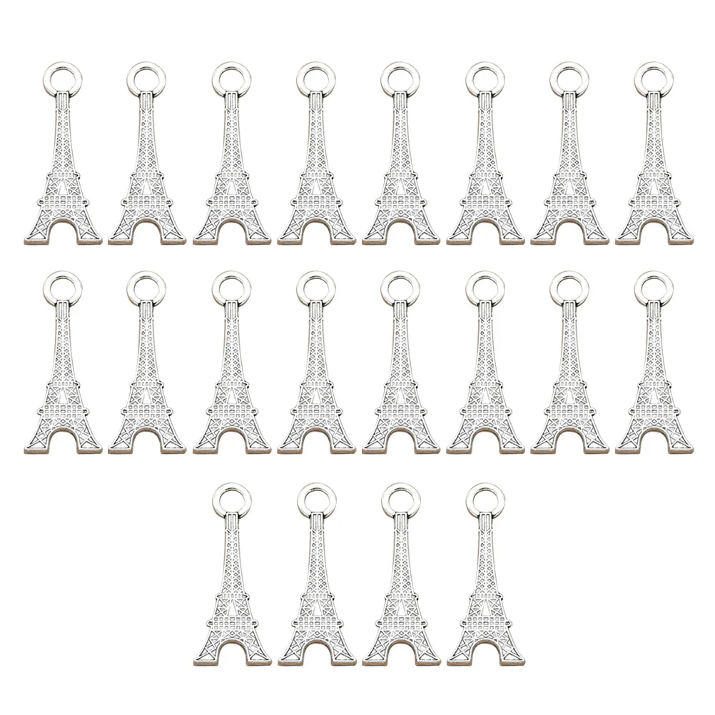 

20 PCS Handmade DIY Charm Pendant Jewelry Making Pendants Eiffel Tower Ancient Silver