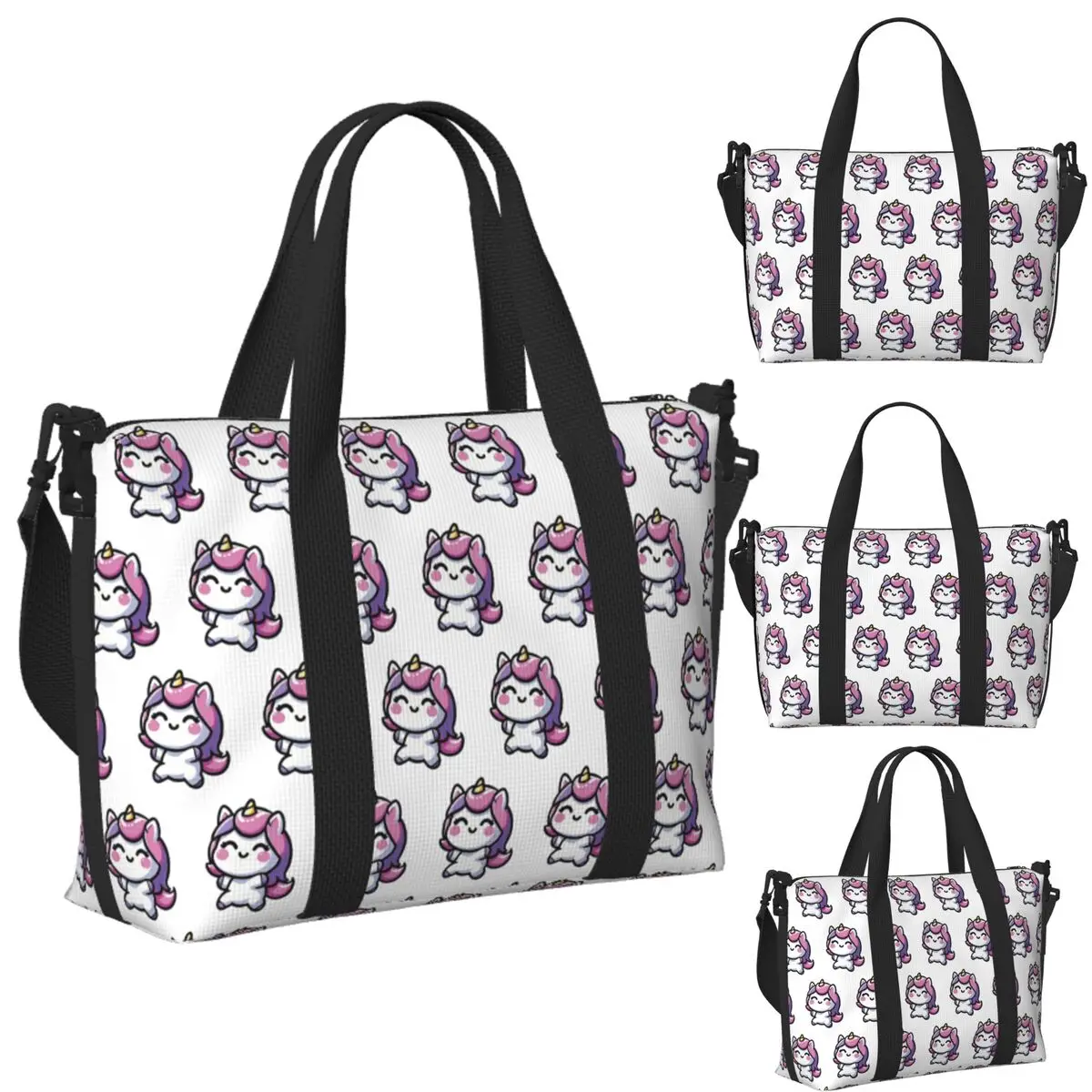 

Custom Adorable Kawaii Unicorn Beach Travel Bag Large Capacity Tote Bags for Gym Yoga Women Shopping Duffle Shoulder Bag