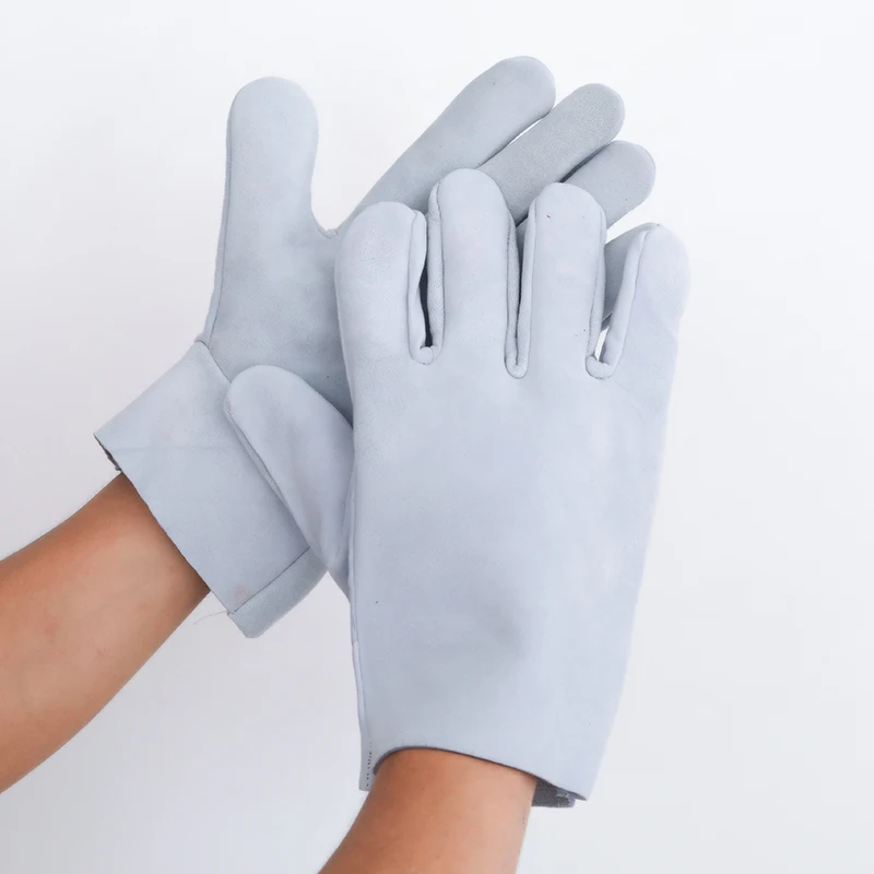 Gants de soudage électriques résistants à l'usure, protection personnelle contre les brûlures, protection du travail en cuir de vachette