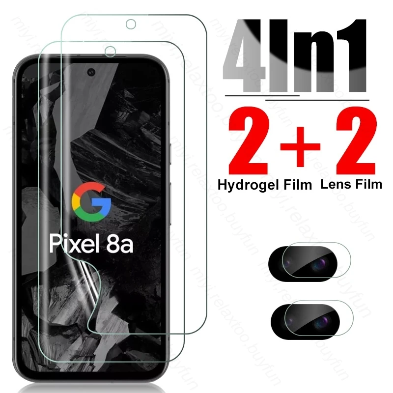 4To1 Camera Glass Hydrogel Film Screen Protector For Google Pixel 8a Pixle Pixel8a 8 a a8 5G 2024 GKV4X,G6GPR,G8HHN,G576D 6.1