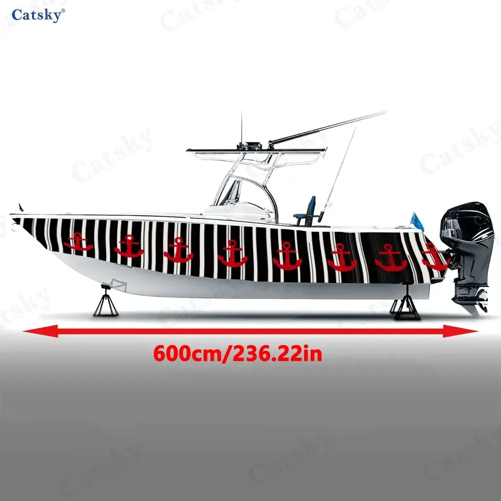 2Pcs Nautical Anchor Chain Boat Stickers, PVC Waterproof Durable Vinyl Wrap Decals for Fishing Boats, Durable and Stylish Design