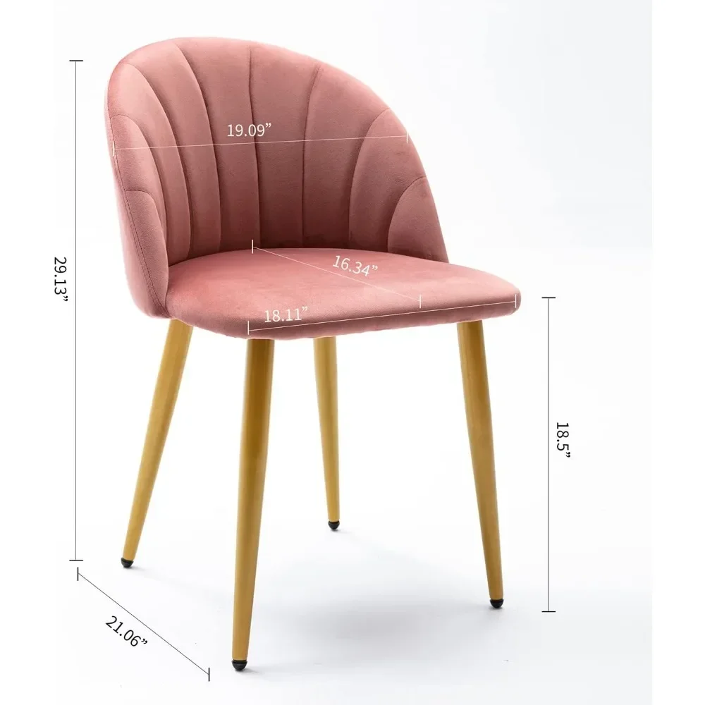 Chaises de Salle à Manger en Velours Rose, avec Pieds en Métal, Latéral, pour Salon, Cuisine, Vanité