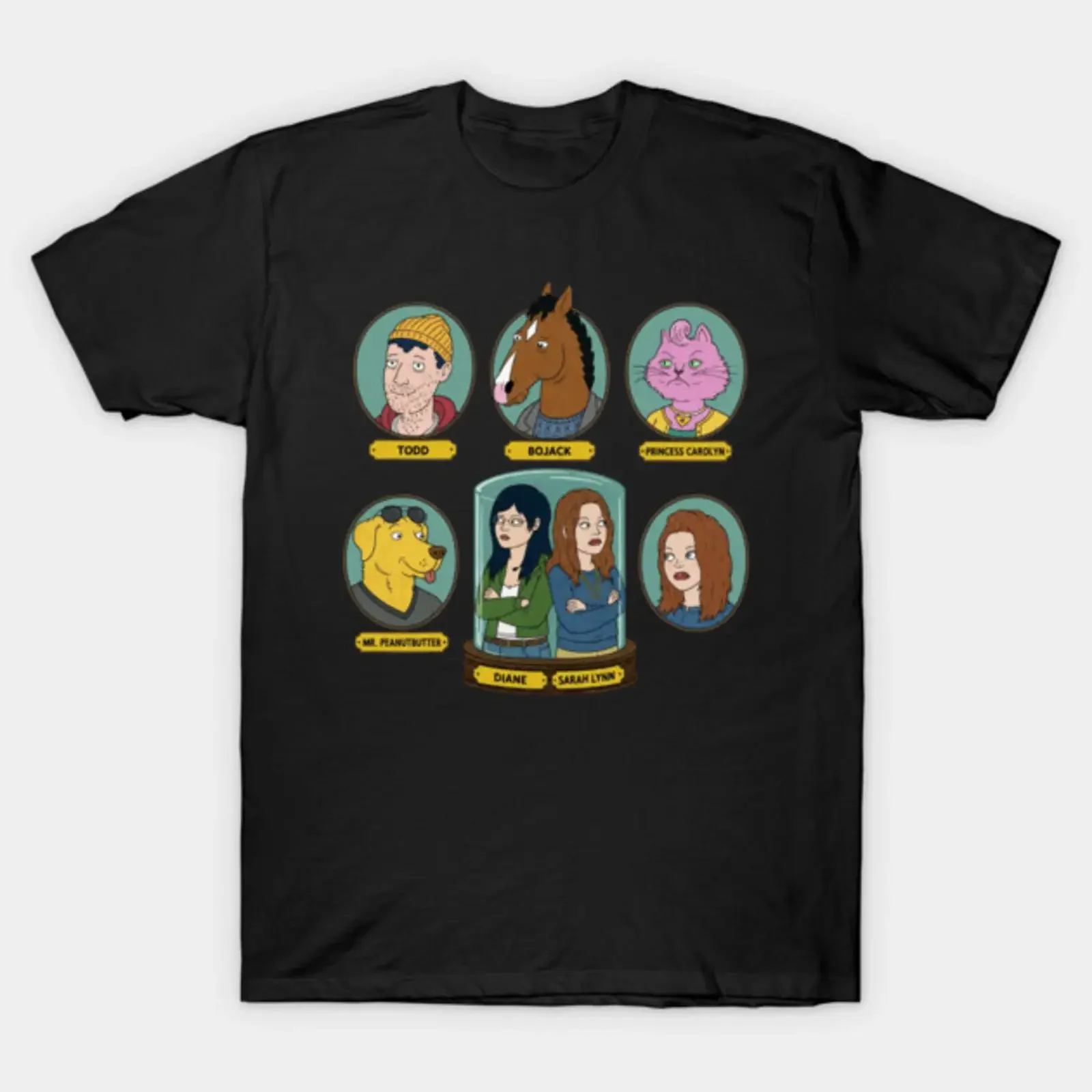 Bojack a rama Retro Art Vintage T-Shirt im Vintage-Stil, gewaschen, für Herren, modisch, grafisch, bequemes Oberteil für den Alltag, lässig, weich